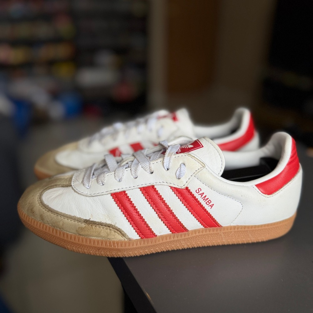 Adidas Samba OG Sneakers Women 7.5 White Solar Red Gum Sole IF6513 Athletic